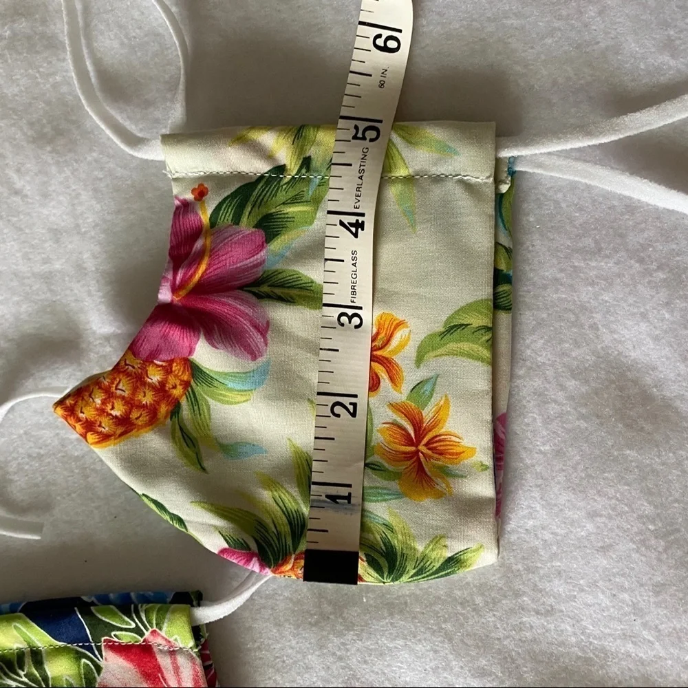 Set of 2 Aloha Print Cloth Cotton Face Masks Flora